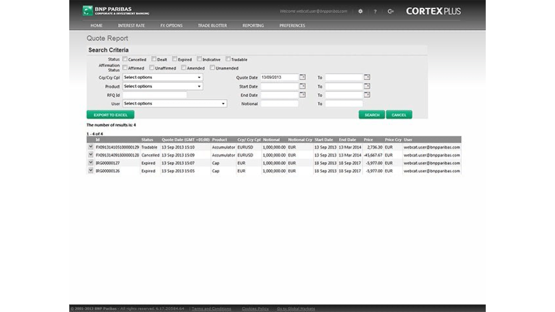 Historical reporting & termsheet generation
